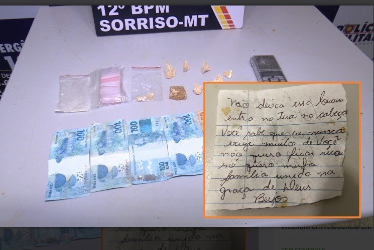 Suspeito de tráfico de drogas é preso e bilhete escrito pela esposa revela o drama de familiares que tem parente envolvidos com drogas