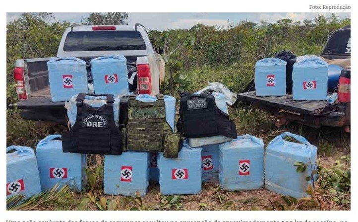 Polícia apreende 500 kg de cocaína com símbolo do nazismo em MT