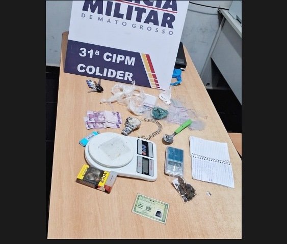 PM derruba Boca de Fumo no centro de Colíder, e suspeito vai preso.