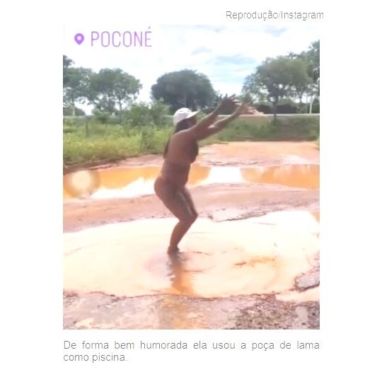 Moradora põe biquini e protesta contra buracos