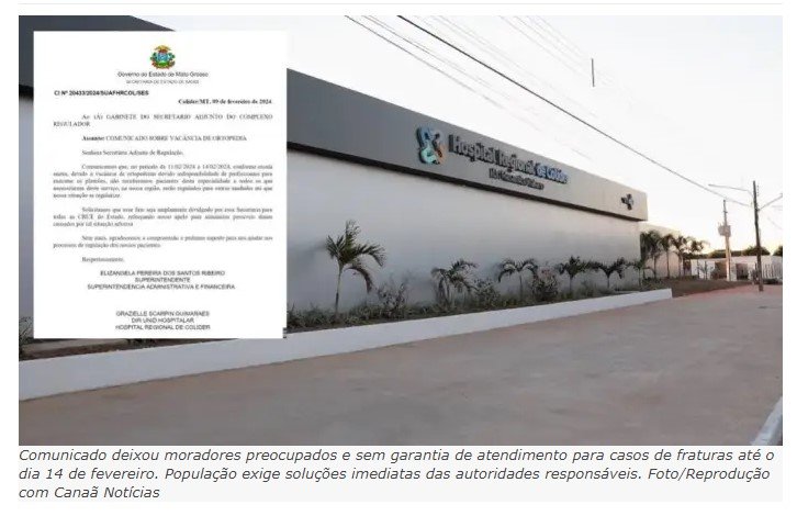 Caos na Saúde: Hospital Regional de Colíder Deixa População Desamparada por Falta de Médico Ortopedista (Atualizada)