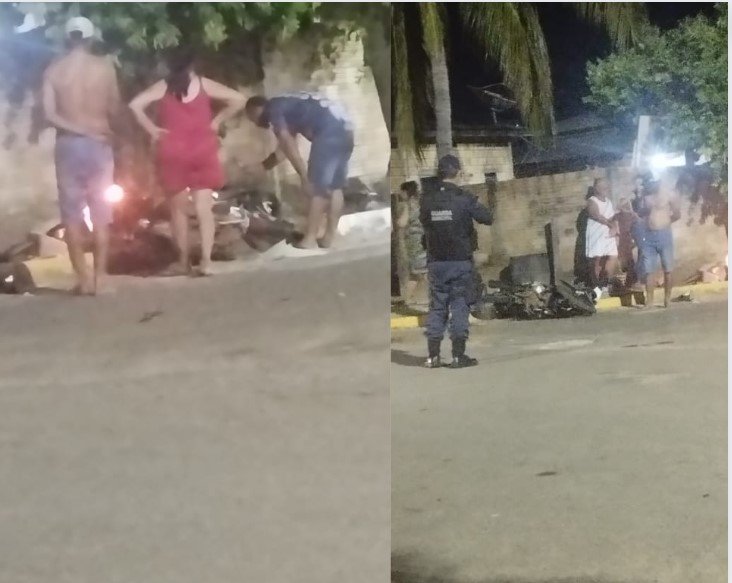 COLÍDER: Motociclista bate fortemente contra outra mulher de moto próxima igreja do bairro Teles Pires. (Fotos)