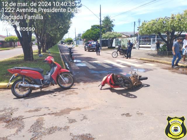 Acidente entre duas Biz no centro de Colíder leva homem para o hospital. (Fotos)