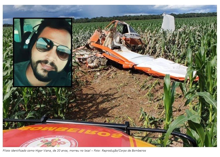 Piloto morre após avião agrícola cair em área rural