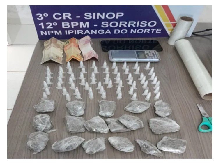 Ipiranga do Norte: Traficante é preso com 85 pinos de cocaína e maconha em 'barraco' abandonado