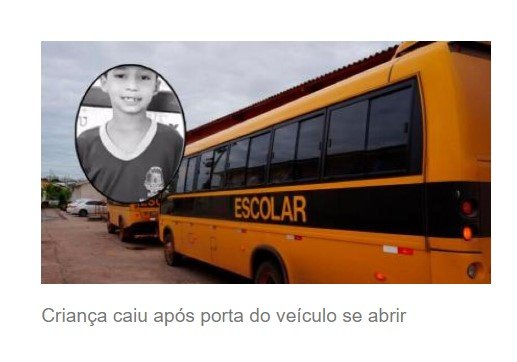 Menino de seis anos morre após ser atropelado por ônibus escolar em comunidade rural