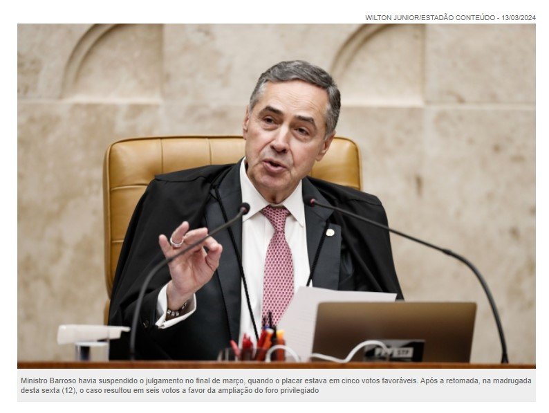 STF forma maioria para ampliar foro privilegiado mesmo após término de mandato