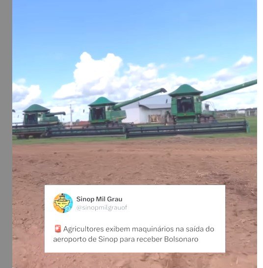 Produtores exibem maquinários na saída de aeroporto em Sinop para receber Bolsonaro; veja vídeo