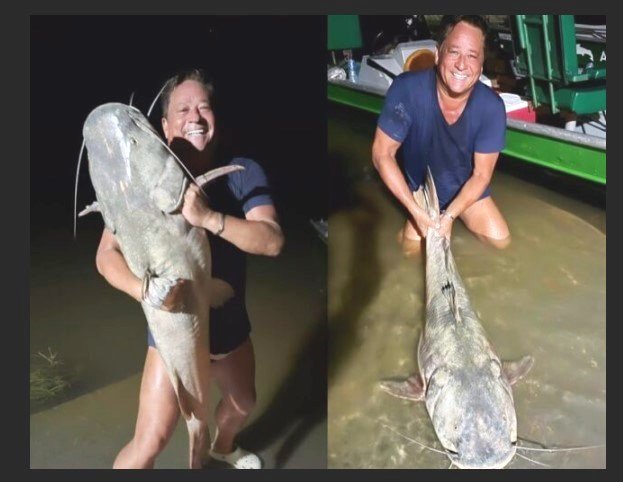 MT: Cantor Leonardo exibe peixe gigante fisgado no Teles Pires
