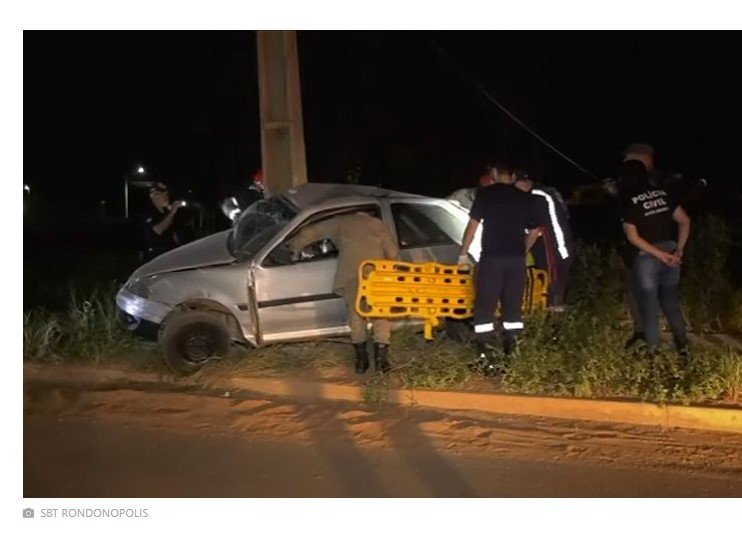 Condutor morre eletrocutado em Rondonópolis, após colisão com poste em via paralela a Avenida dos Estudantes