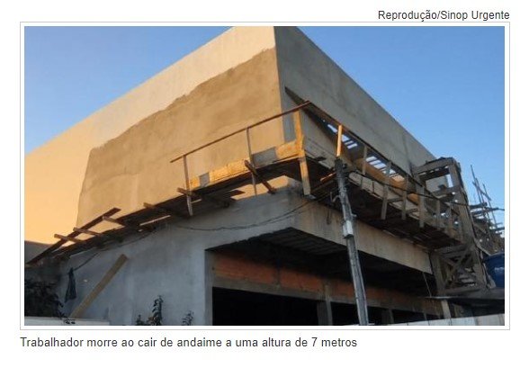Trabalhador morre ao cair de andaime a uma altura de 7 metros