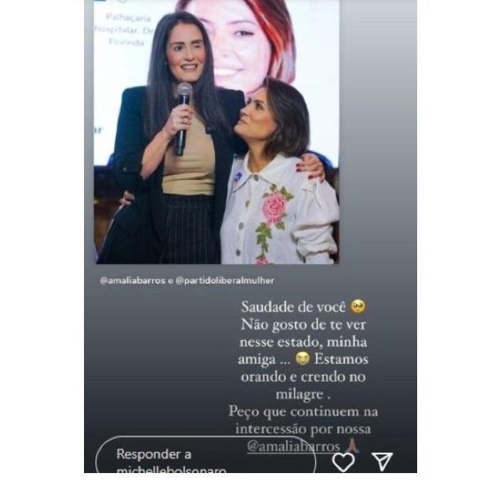 Michelle Bolsonaro pede por milagre para Amália