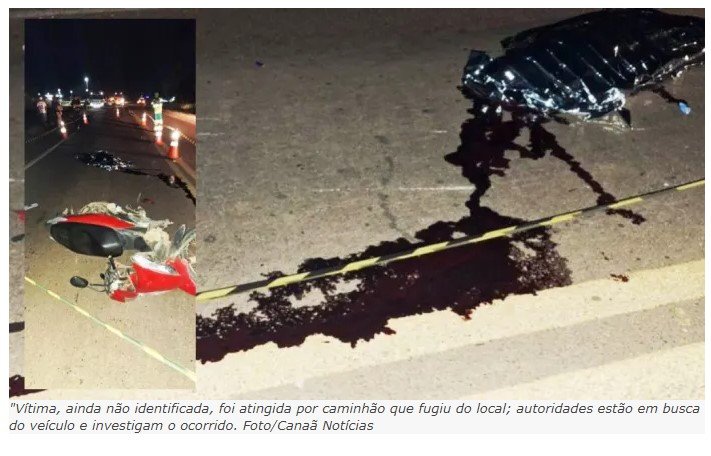 Motociclista morre após colisão com caminhão próximo a Nova Canaã do Norte