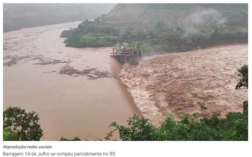 Barragem do RS entra em nível de emergência e tem risco de rompimento