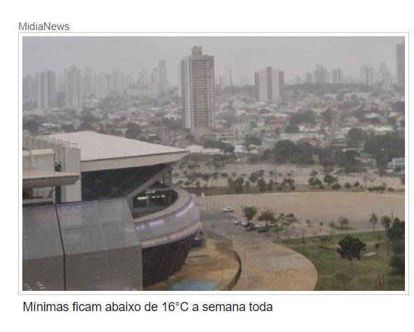 Frente fria chega a MT na sexta e derruba temperatura em Cuiabá