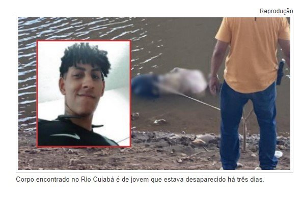 Corpo encontrado no Rio Cuiabá é de jovem que estava desaparecido há três dias