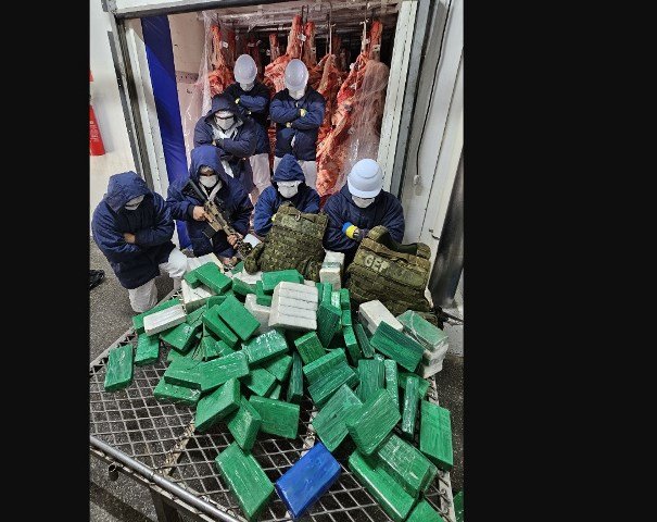 Gefron apreende 159 tabletes de cloridrato de cocaína em caminhão frigorífico em MT.