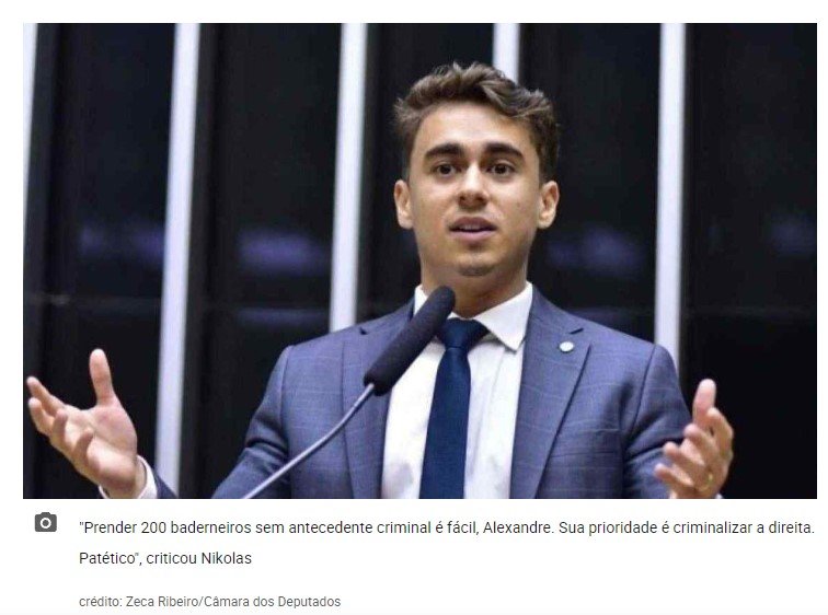 Nikolas diz que prioridade de Moraes é 'criminalizar a direita'