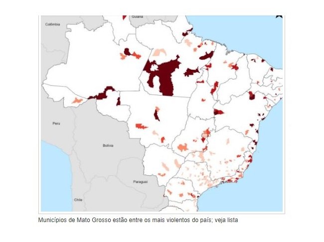 Municípios de Mato Grosso estão entre os mais violentos do país; veja lista