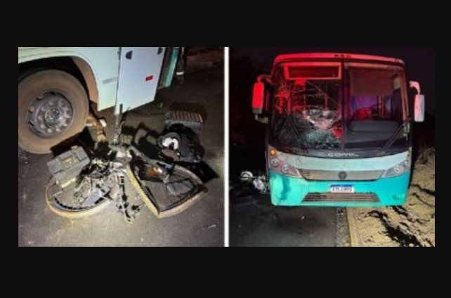 Ciclista morre em Jaciara depois de bater em ônibus