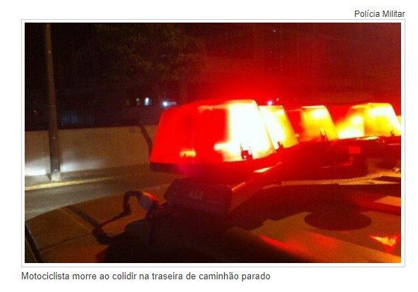 Motociclista morre ao colidir na traseira de caminhão parado