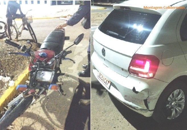 COLÍDER: Homem sem CNH e moto com documento atrasado causa acidente e é socorrido até o HRCOL. (Fotos)