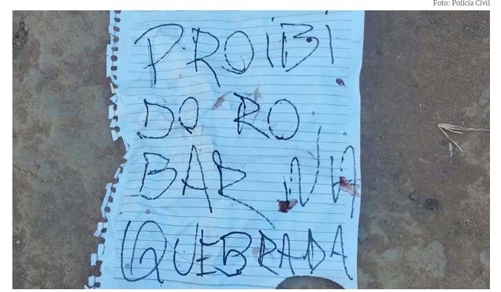 SINOP: Jovem é encontrado morto ao lado de bilhete em MT: 'proibido roubar na quebrada'