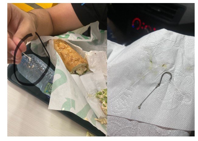 Sorriso: Cliente encontra anzol dentro de lanche do Subway