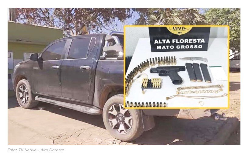 Dois cobradores de Colíder são detidos em Alta Floresta suspeitos de extorsão; arma e munição apreendidas