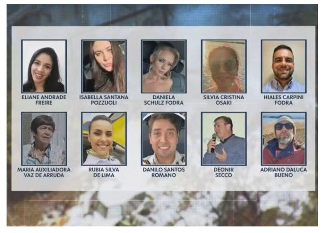 Veja lista dos 62 mortos que estavam no avião da Voepass que caiu em Vinhedo (Fotos)