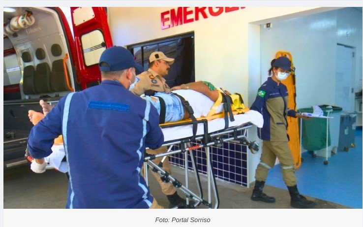 Pintor é socorrido após cair de escada em Sorriso