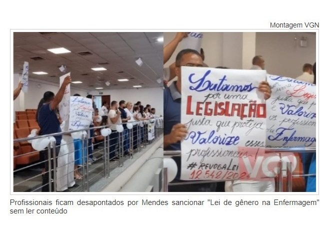 Profissionais ficam desapontados por Mendes sancionar 'Lei de gênero na Enfermagem' sem ler conteúdo