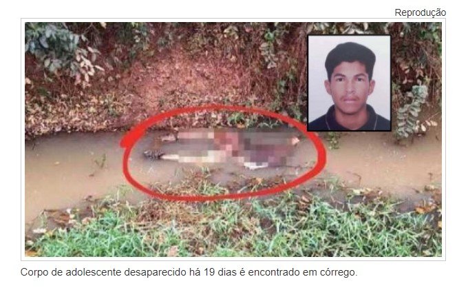 Corpo de adolescente desaparecido há 19 dias é encontrado em córrego