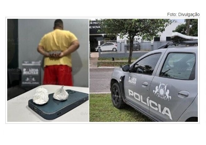 Cavalaria da PM aborda veículo, apreende entorpecente e motorista é preso por uso ilícito de drogas em Nova Mutum/MT