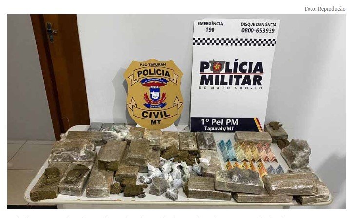 PM e Civil prendem dupla e apreendem adolescente com 12 quilos de maconha em MT