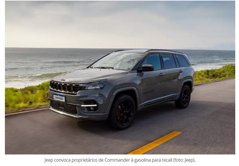 Jeep convoca proprietários de Commander à gasolina para recall