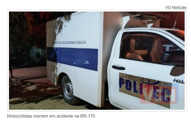 Motociclistas morrem em acidente na BR-170