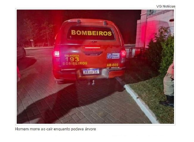 Homem morre ao cair enquanto podava árvore