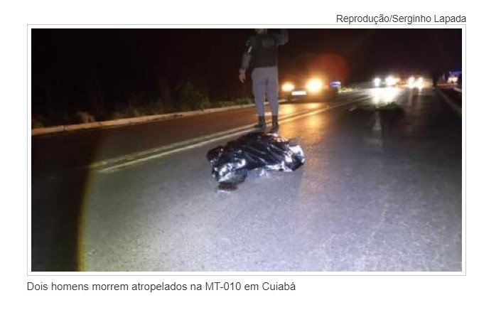 Dois homens morrem atropelados na MT-010 em Cuiabá