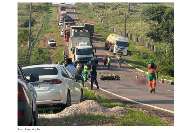 Nova Canaã: mulher morre ao cair de moto e ter cabeça esmagada por carreta na MT-320; marido fica gravemente ferido