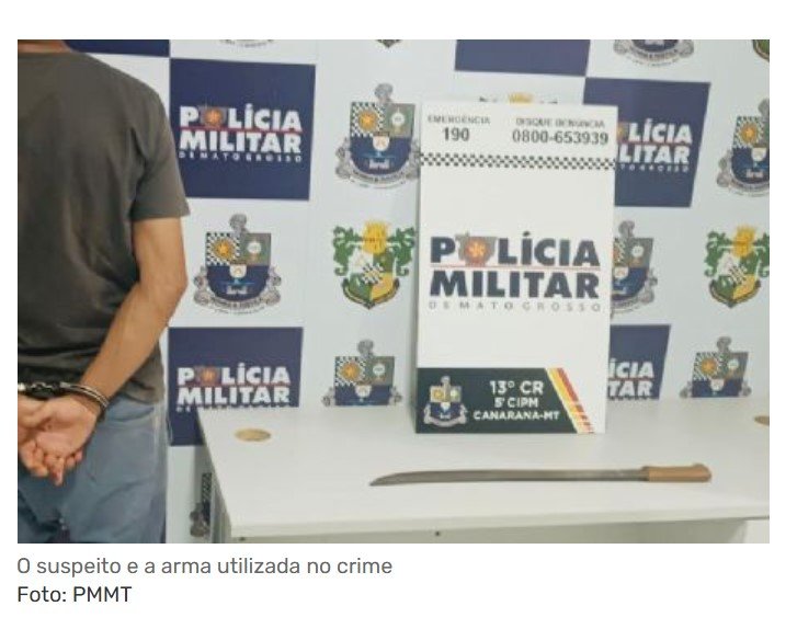 Mulher é hospitalizada após ser agredida com golpes de facão pelo marido em cidade de MT; suspeito foi preso