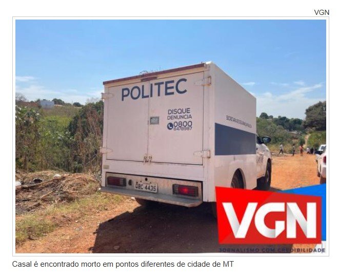 Casal é encontrado morto em pontos diferentes de cidade de MT
