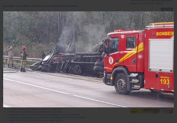 Carreta tomba, pega fogo e caminhoneiro morre na Serra de São Vicente
