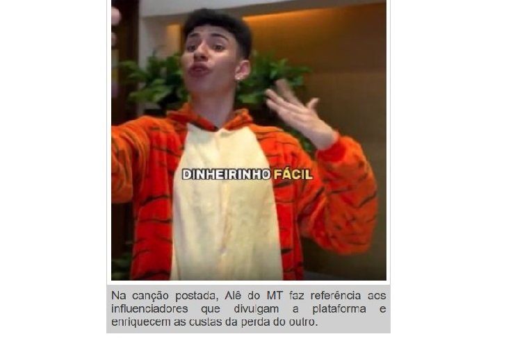 Músico de Cuiabá debocha de influenciadores do Jogo do Tigrinho; veja vídeo
