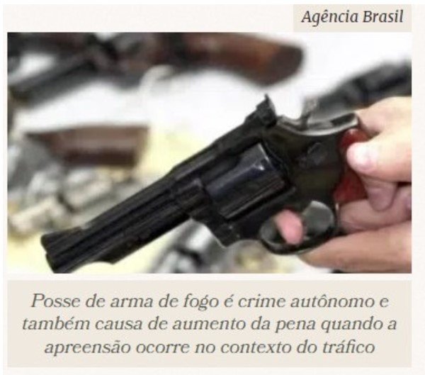 Se arma de fogo é usada no tráfico, crime de posse é absorvido, decide STJ