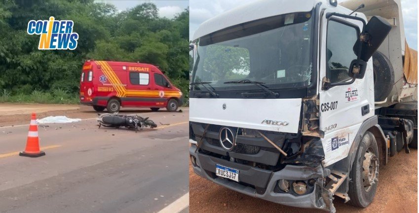 COLÍDER: Mulher invade preferencial de caminhão e sofre acidente fatal (Vídeo)
