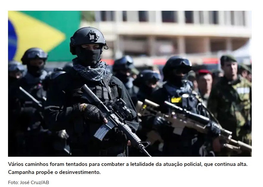 1 fuzil custa 36 mil merendas: campanha quer desinvestimento na polícia