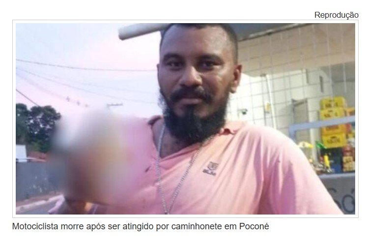 Motociclista morre após ser atingido por caminhonete em Poconé