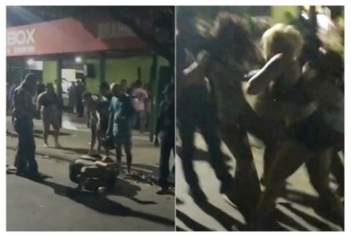 Video flagra mulheres saindo no tapa e rolando no chão em frente bailão em cidade de MT; ASSISTA