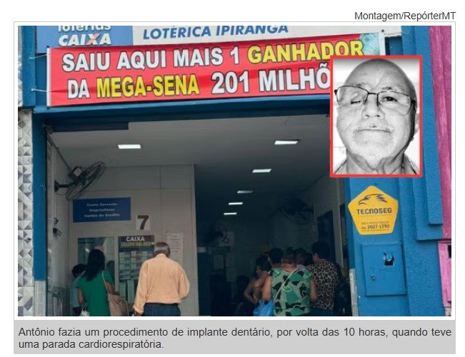 Suposta sobrinha de idoso que morreu em clínica odontológica diz que ele não ganhou na Mega-Sena